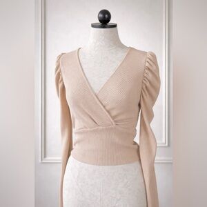 Better Be Ribbed Surplice Sweater in Light Pink